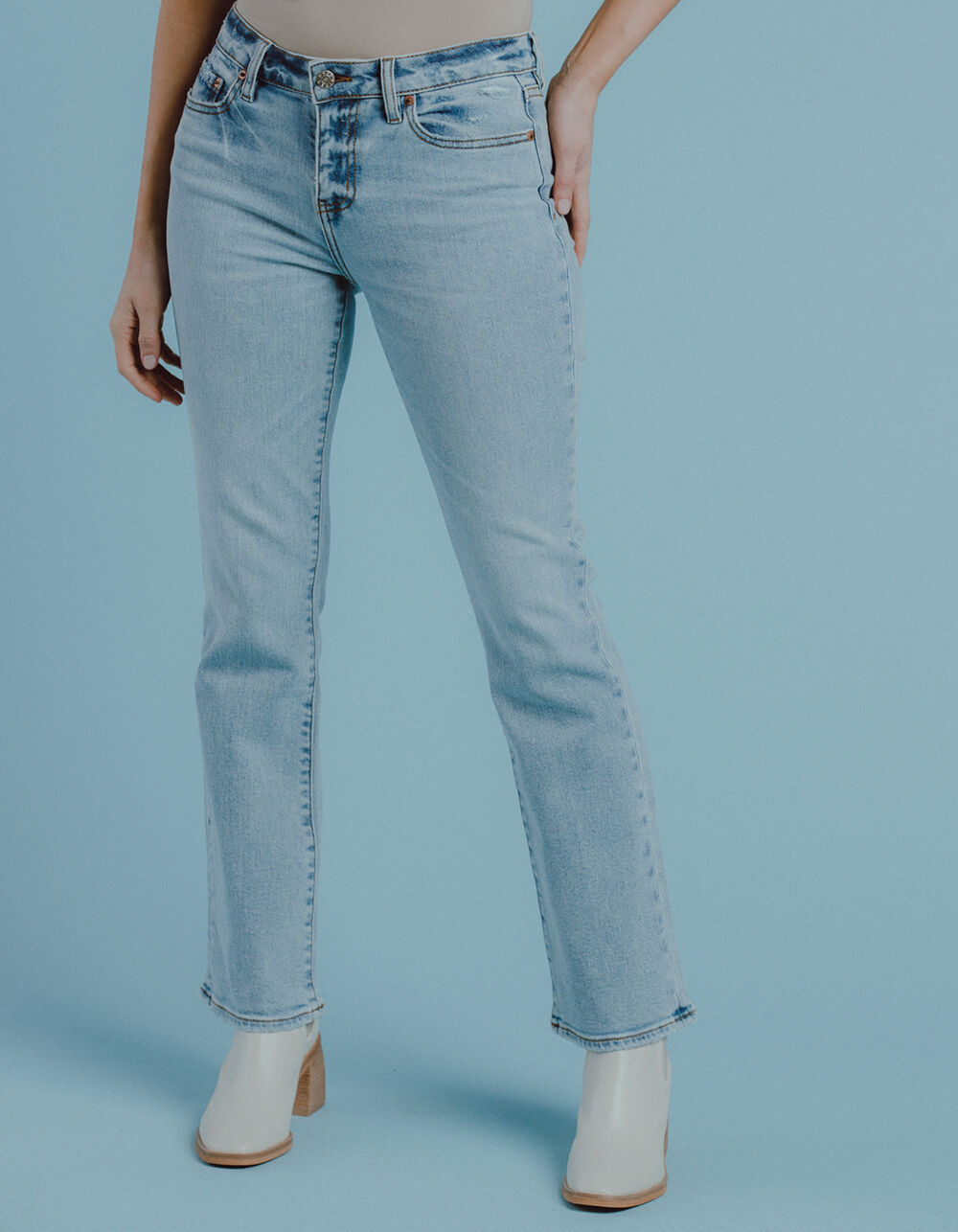 DAZE Low Rise Y2K Womens Bootcut Jeans LIGHT WASH Tillys