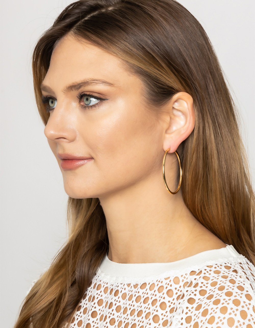 DO EVERYTHING IN LOVE 14K Gold Dipped Pin Catch Hoop Earrings