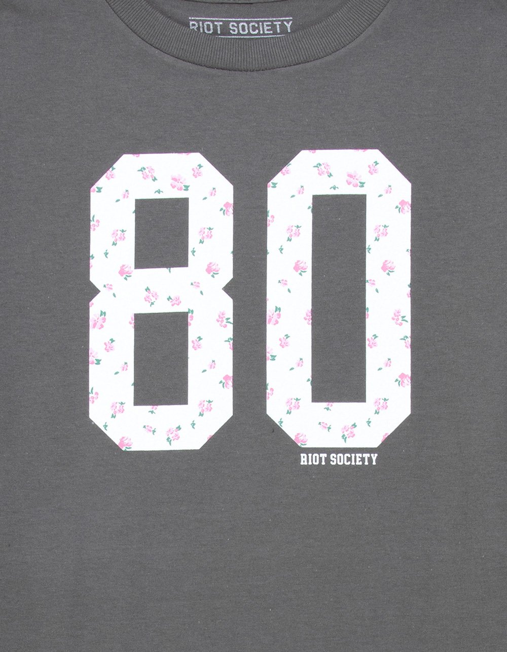 RIOT SOCIETY Ditsy 80 Girls Tee - CHARCOAL