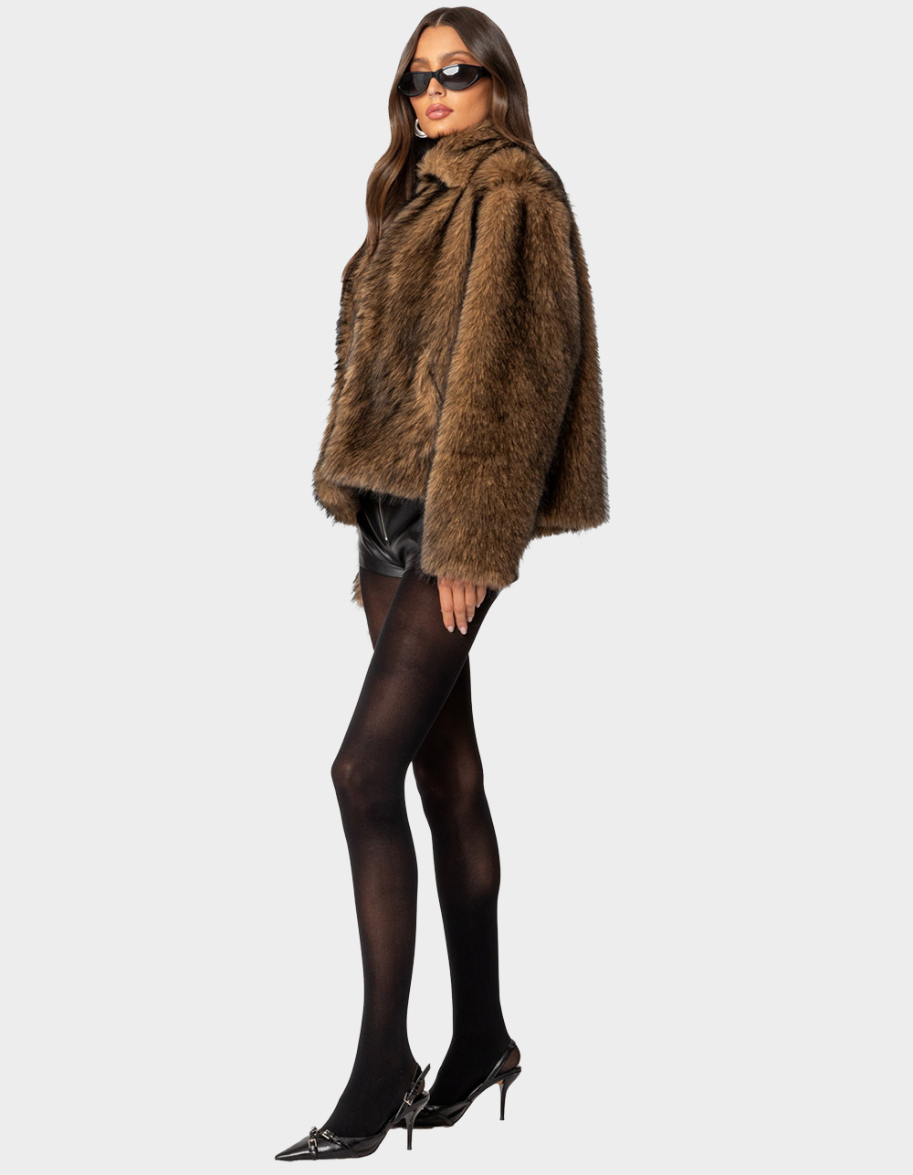 EDIKTED Mob Wife Faux Fur Jacket - BROWN | Tillys