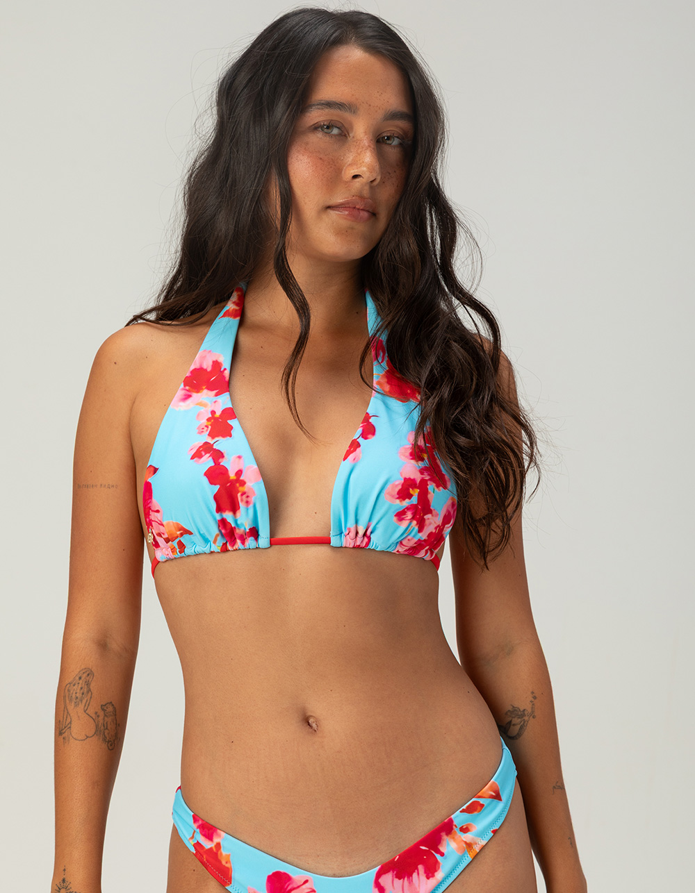 RHYTHM Samba Floral Womens Triangle Bikini Top - BLUE COMBO