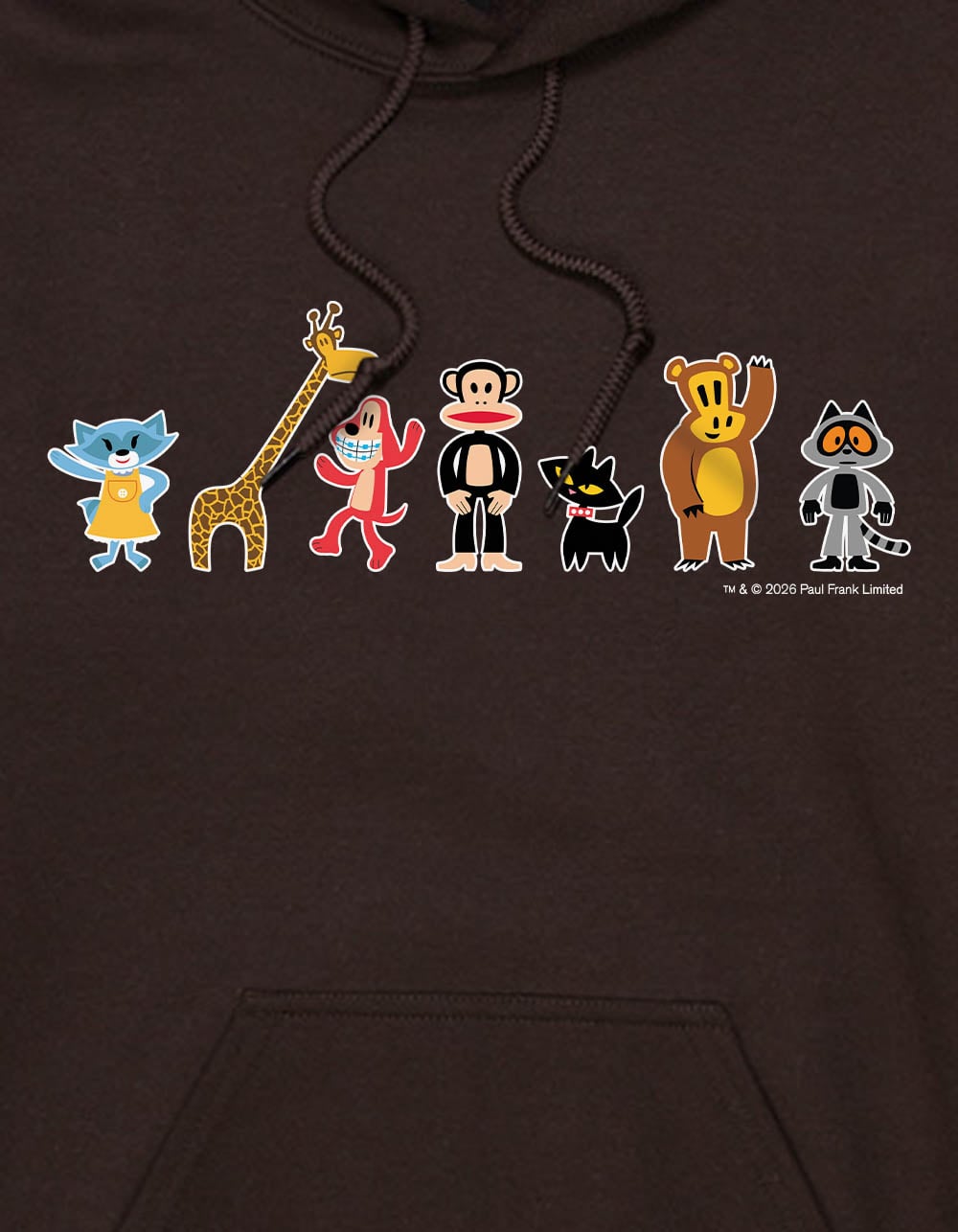 PAUL FRANK Julius And Friends Unisex Hoodie - CHOCOLATE