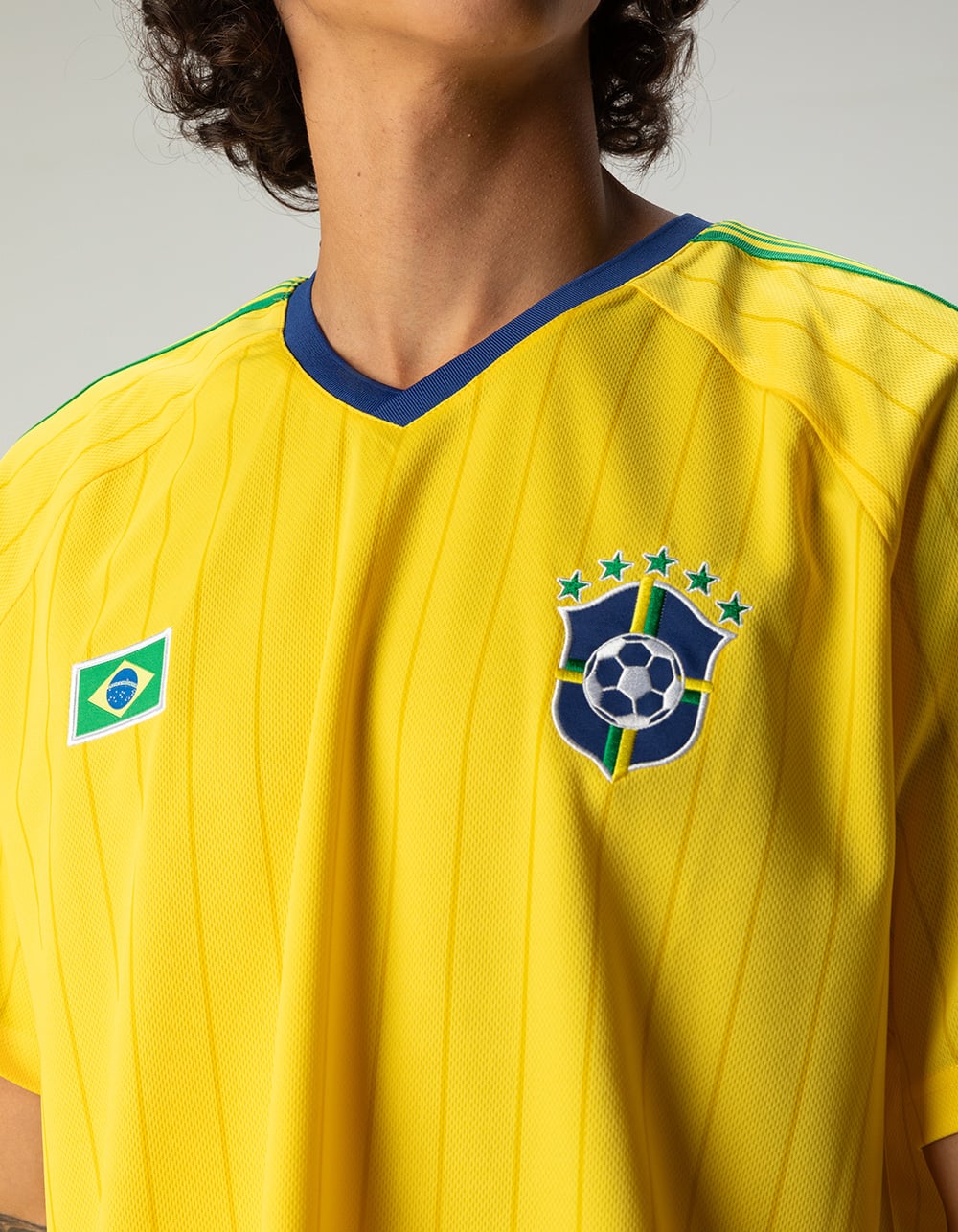 RSQ Mens Brazil Baggy Crop Soccer Jersey - YELLOW