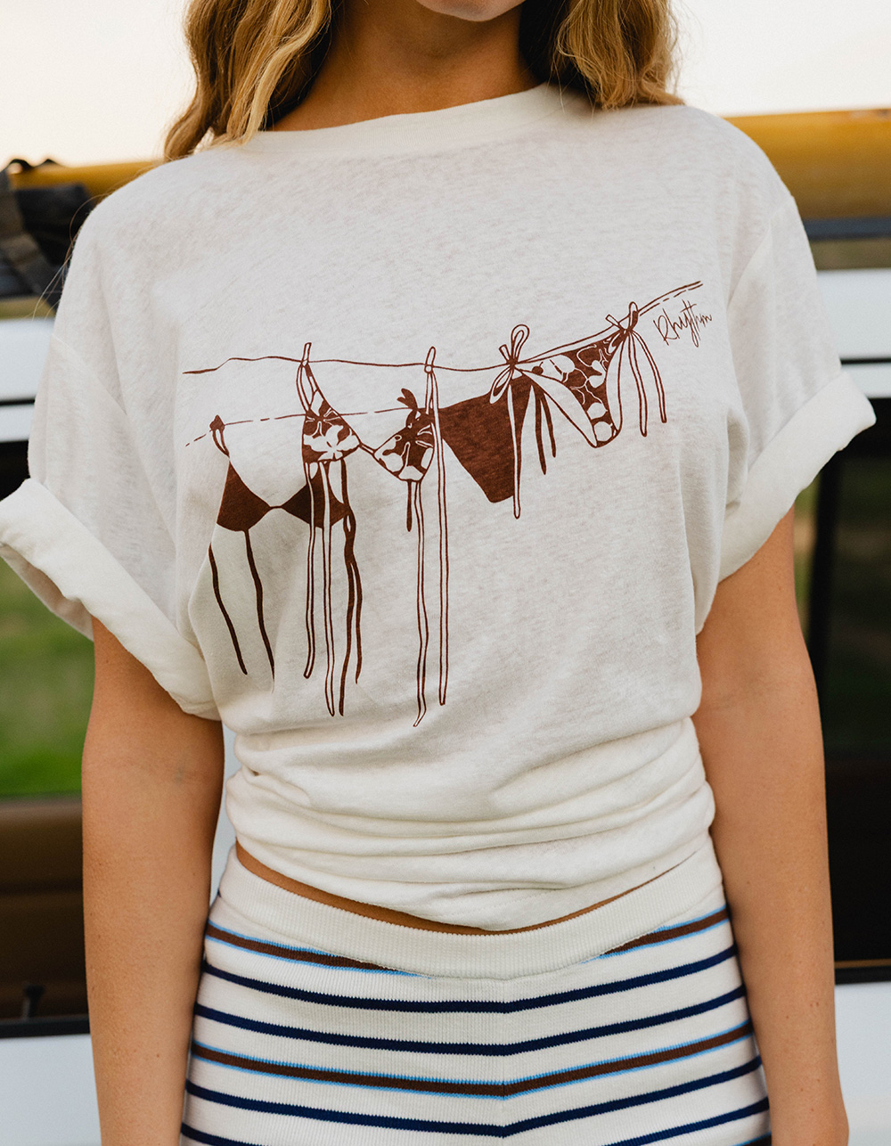 RHYTHM Melia Womens Oversized Tee - WHITE