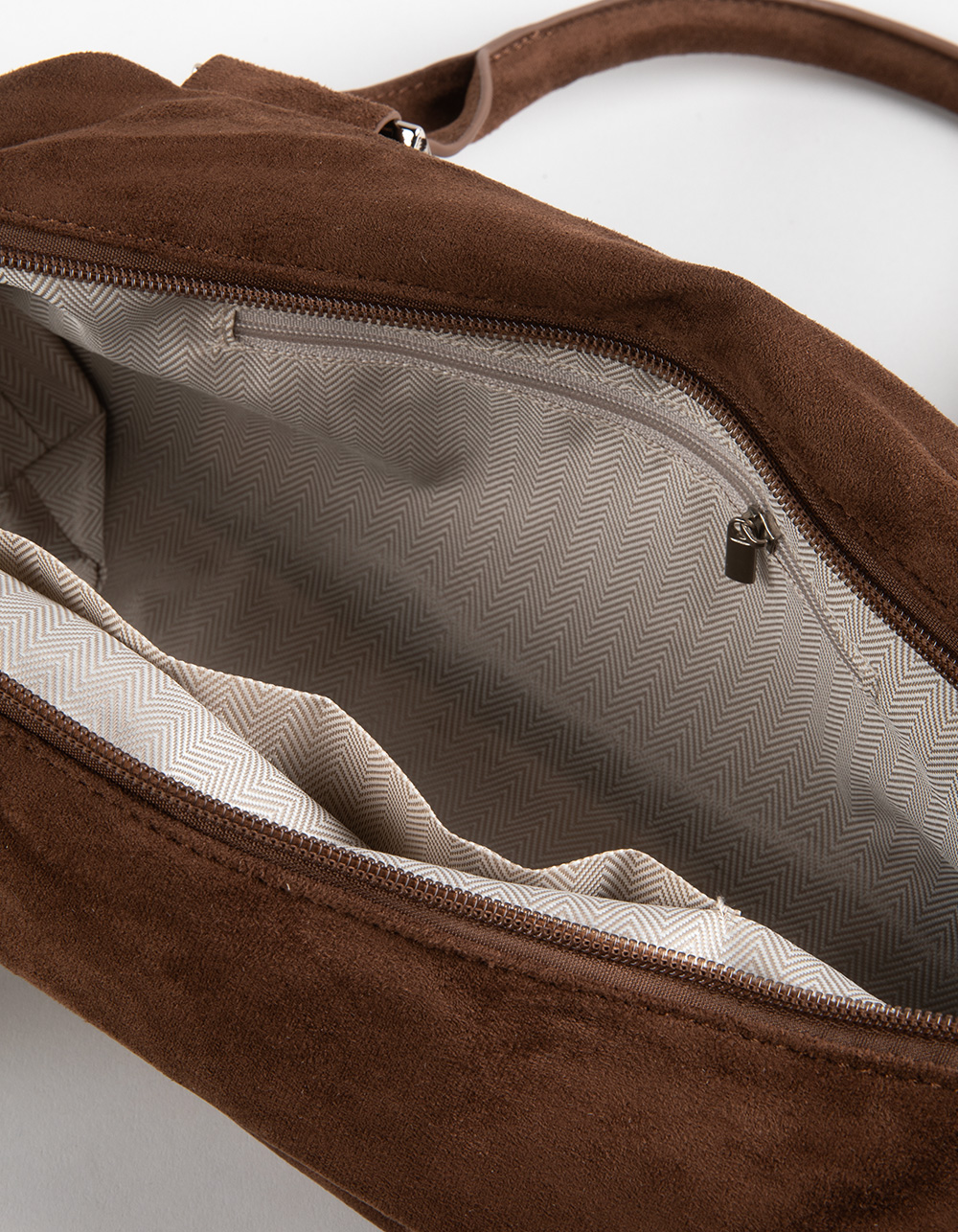 Studded Faux Suede Shoulder Bag  - DARK BROWN