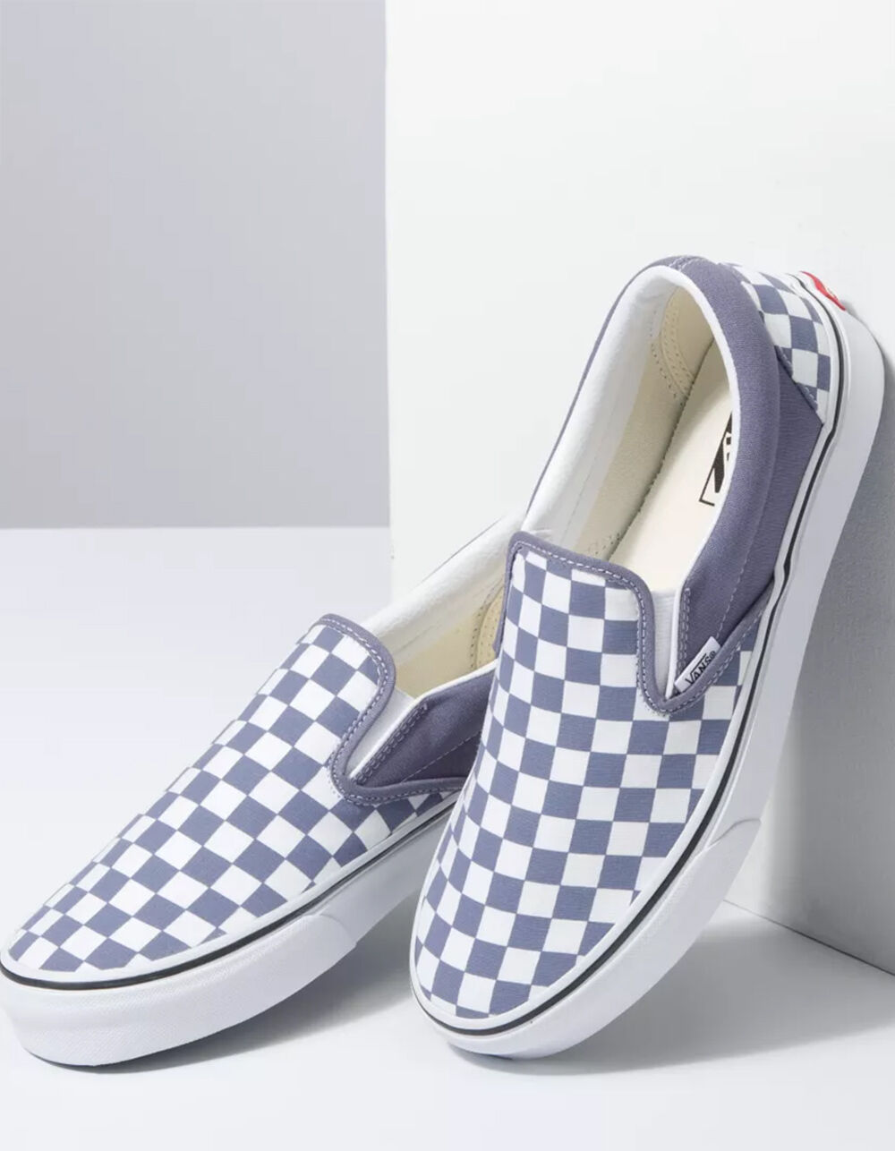 VANS Checkerboard Classic Slip-On Blue Granite & True White Shoes ...