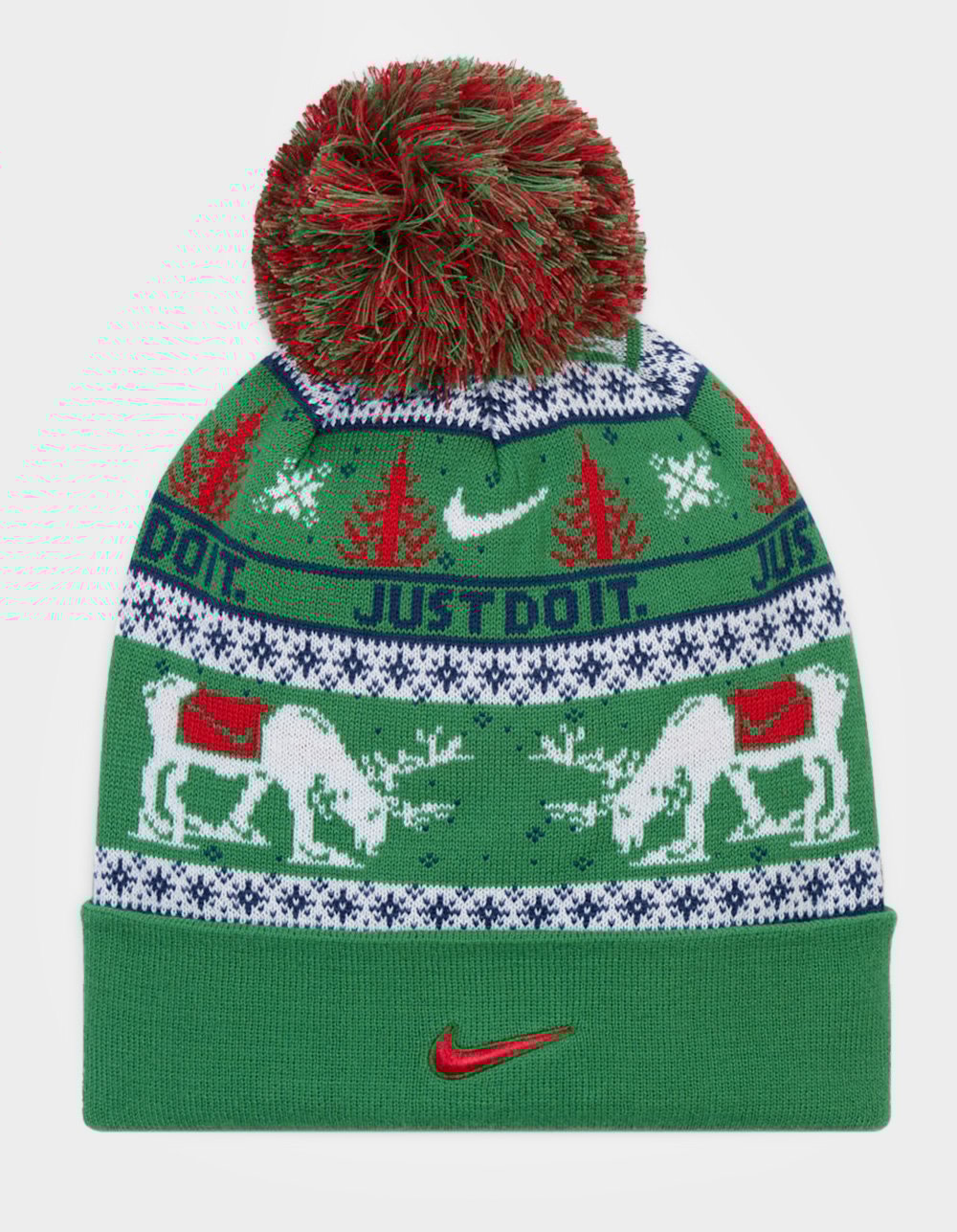 NIKE Peak Pom Beanie - GREEN COMBO