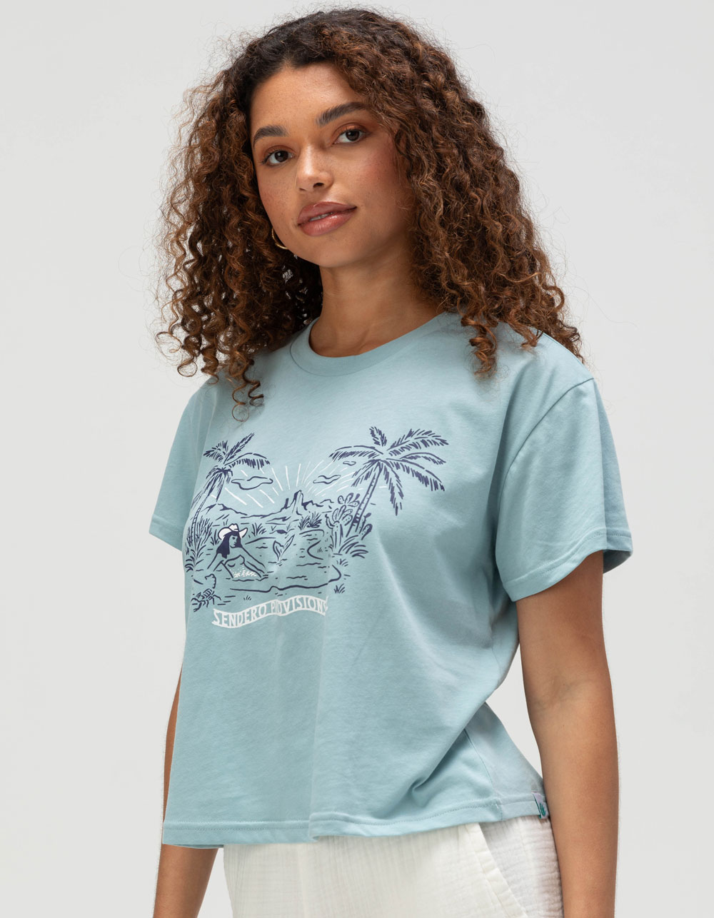 SENDERO PROVISIONS CO. Mirage Womens Crop Boxy Tee - BLUE