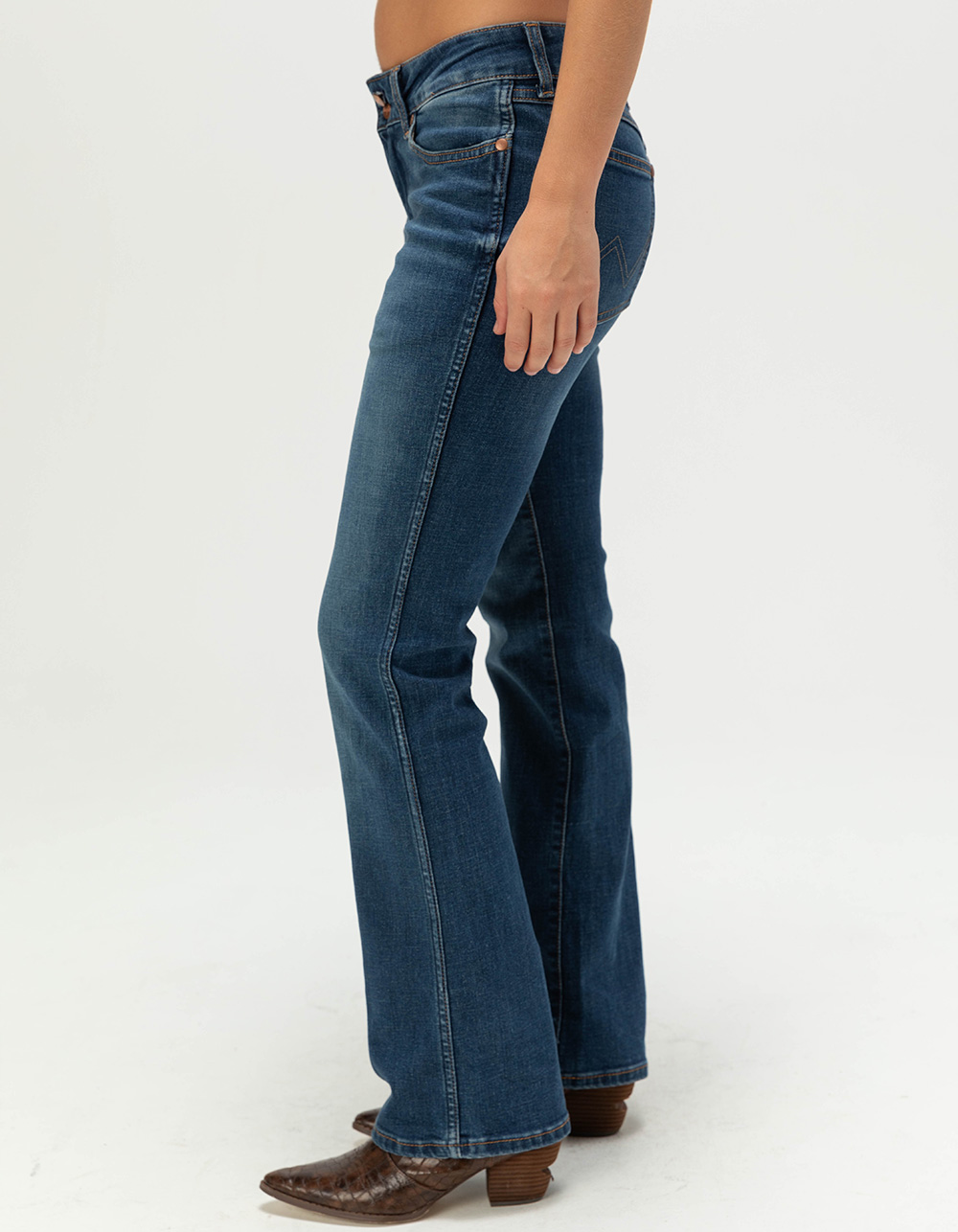 WRANGLER Womens Low Rise Bootcut Jeans - MEDIUM INDIGO