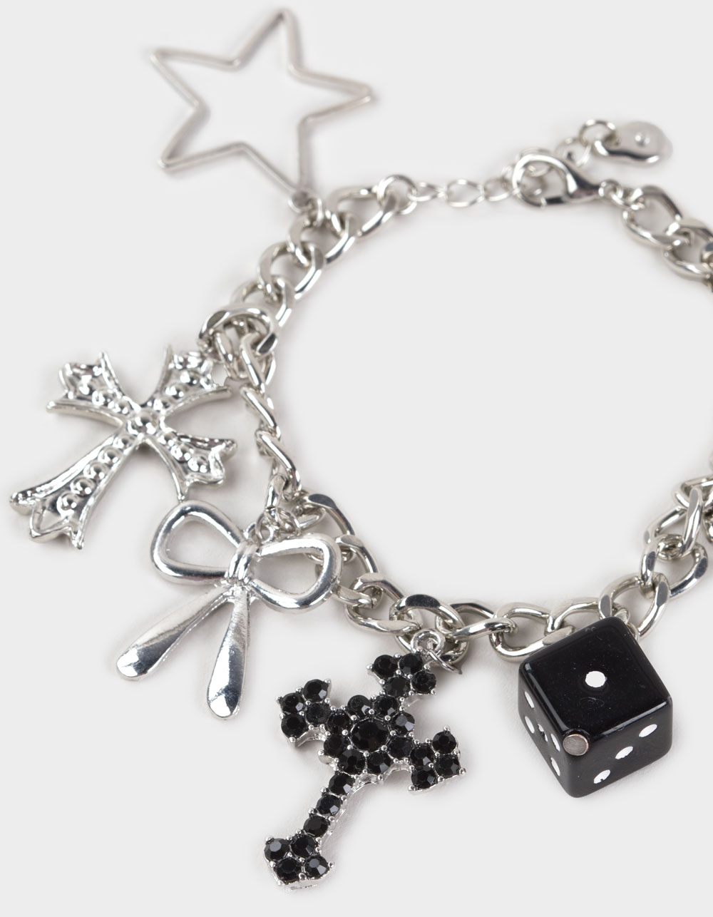 FULL TILT Cross/Star/Bow Charm Bracelet - SILVER