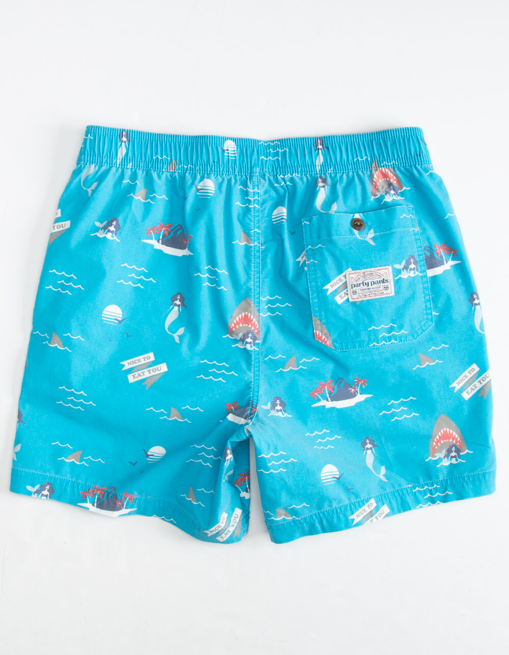 PARTY PANTS Nice To Eat You Mens Volley Shorts - AQUA | Tillys