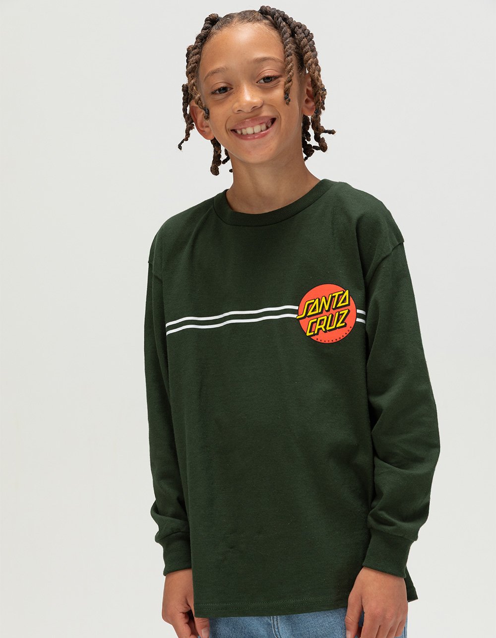 SANTA CRUZ Classic Dot Boys Long Sleeve Tee - FOREST