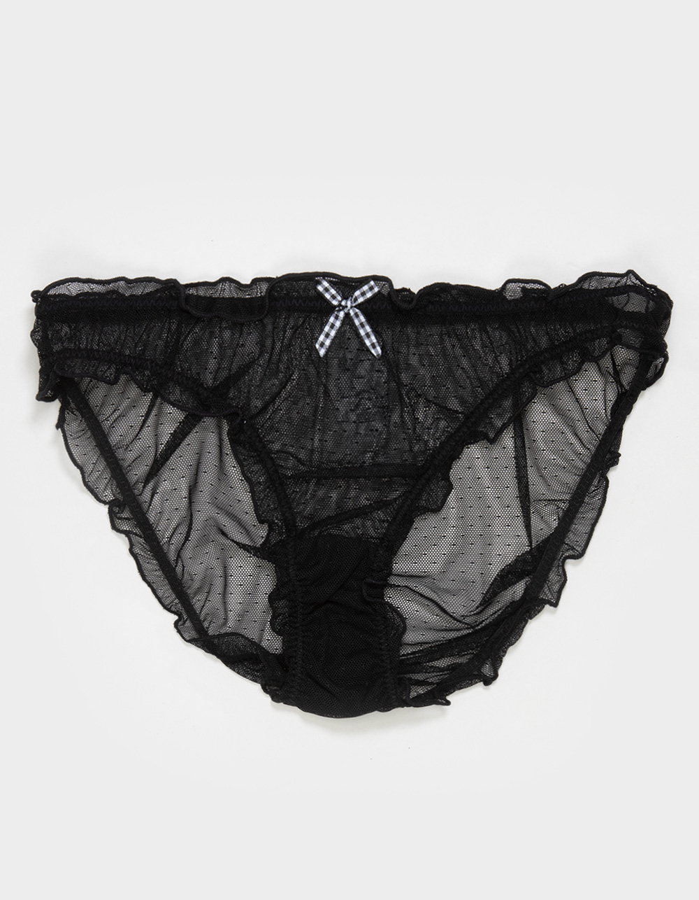 FULL TILT Mesh Dot Gingham Bow Bikini Panties