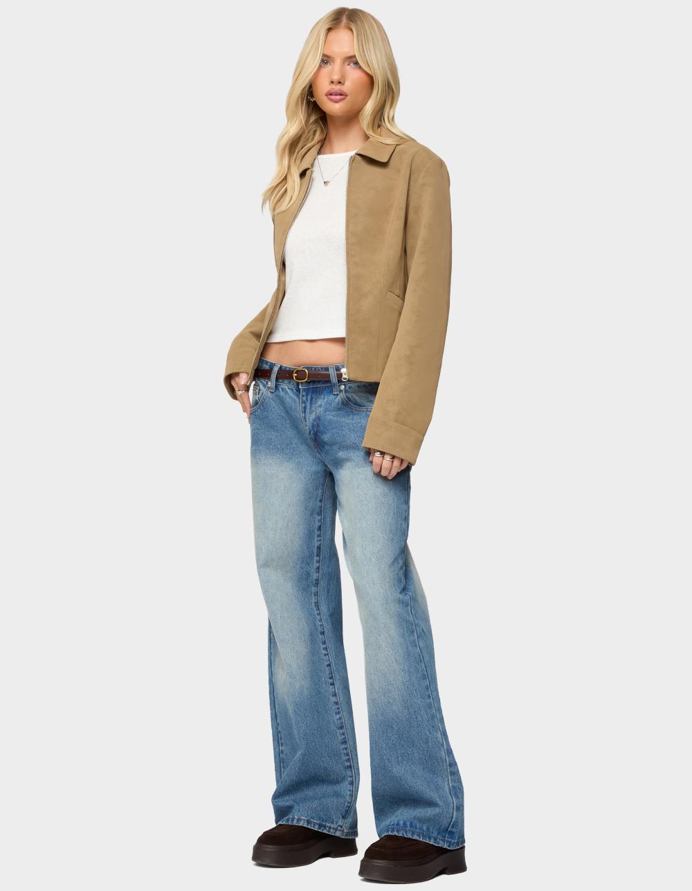 EDIKTED Cozette Faux Leather Jacket - BROWN