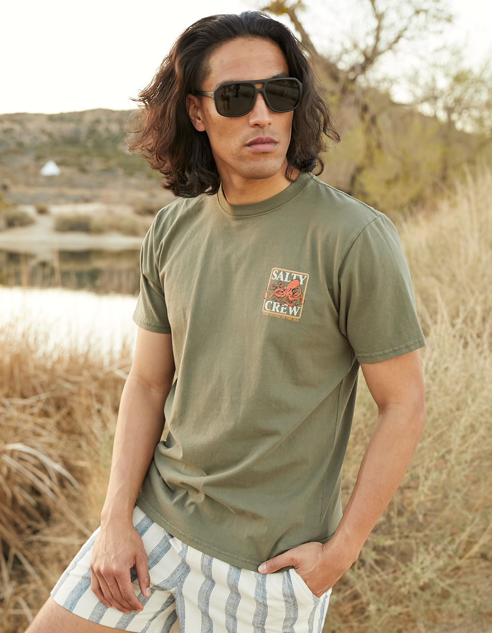 SALTY CREW Ink Slinger Mens Tee - OLIVE