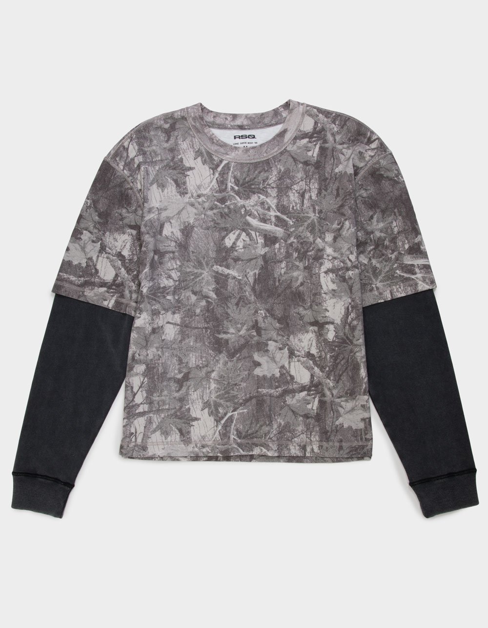 RSQ Mens Long Sleeve Boxy 2fer Tee - CAMO