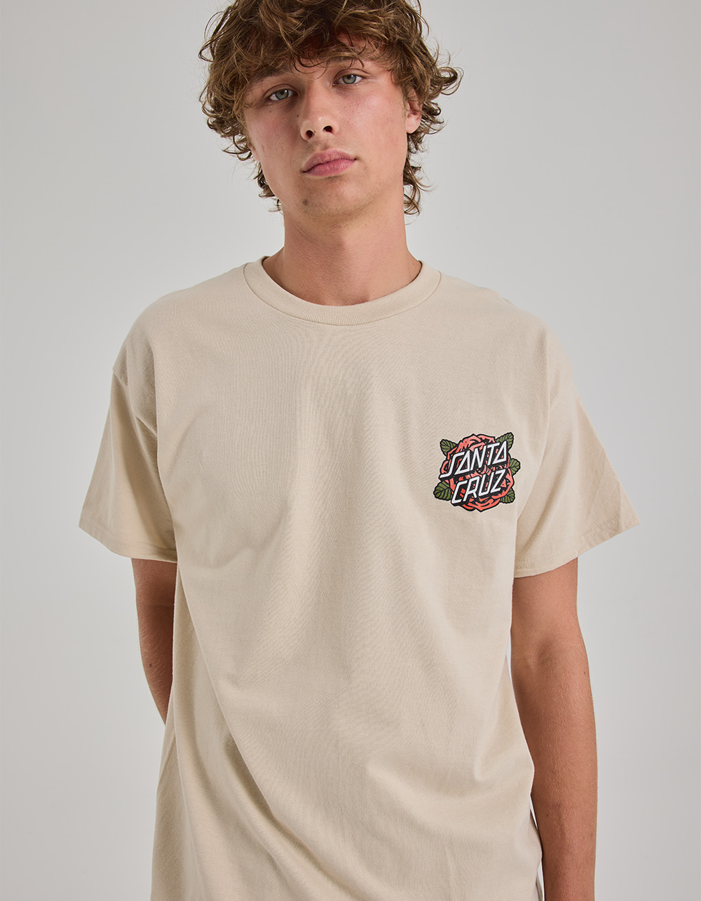 SANTA CRUZ Rose Dot Mens Tee - SAND