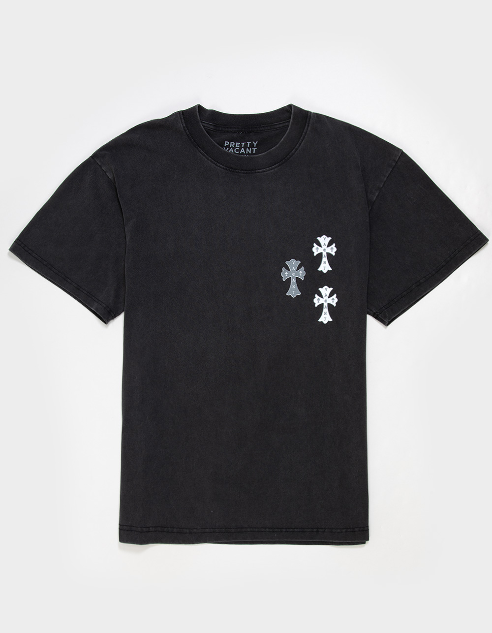PRETTY VACANT Cross Mens Boxy Tee - WASHED BLACK