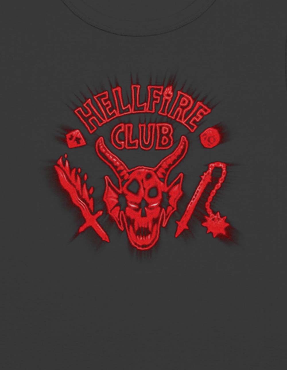 STRANGER THINGS Hellfire Club Glow Womens Baby Tee - BLACK