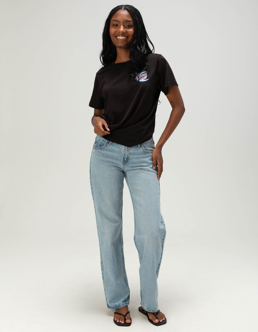 SANTA CRUZ 2 Tone Moon Dot Womens Tee - BLACK
