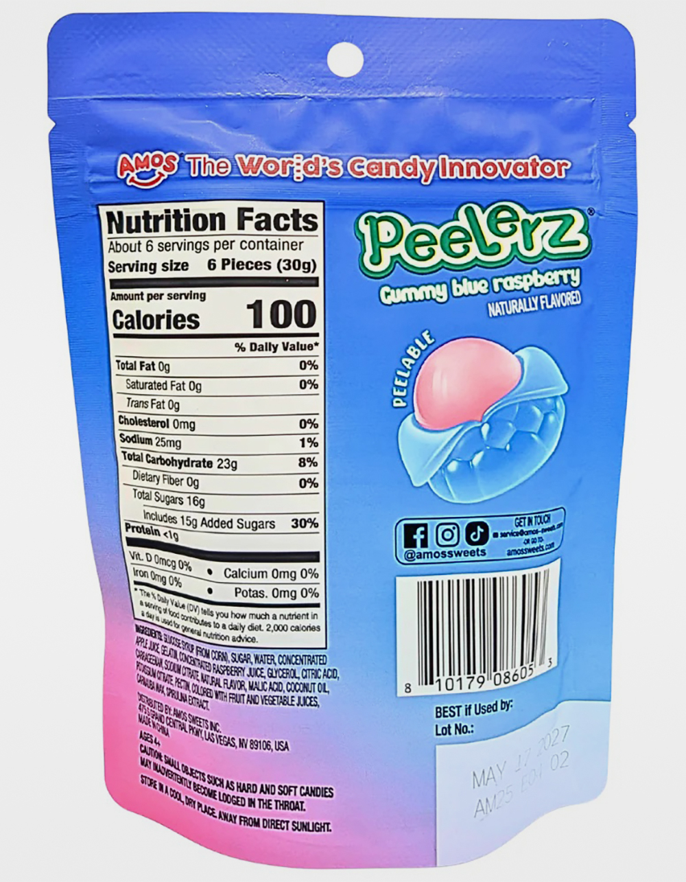 PEELERZ Peelable Blue Raspberry Gummy Candy - MULTI