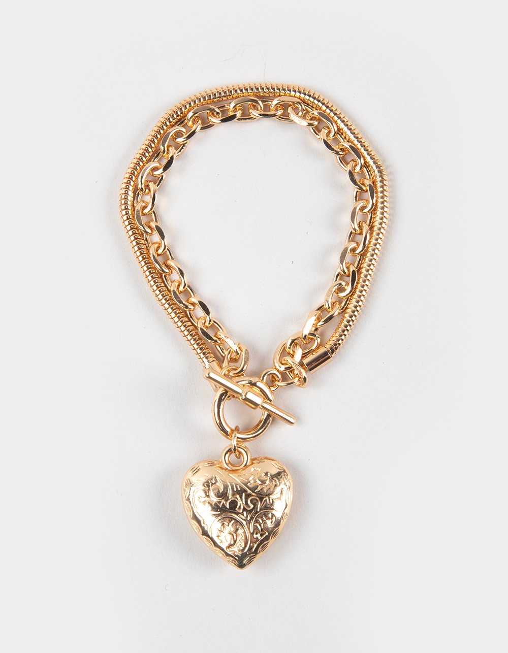 FULL TILT Oversized Locket Charm Bracelet - GOLD