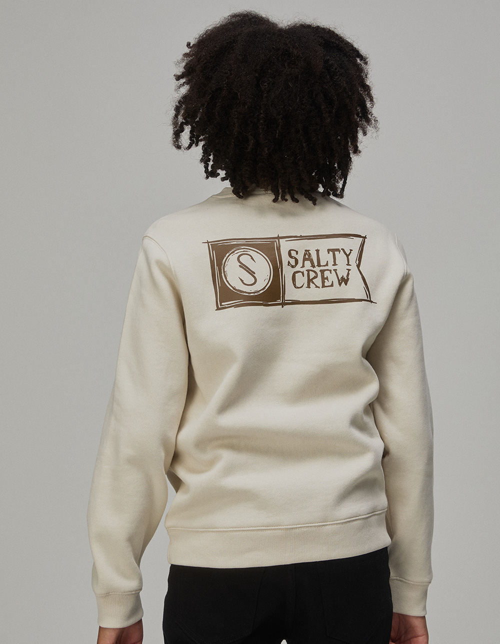 SALTY CREW Sketchy Alpha Boys Crewneck Sweatshirt - BONE