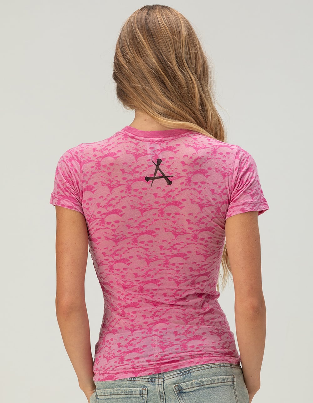 AFFLICTION Forgotten Womens Fitted Tee - PINK