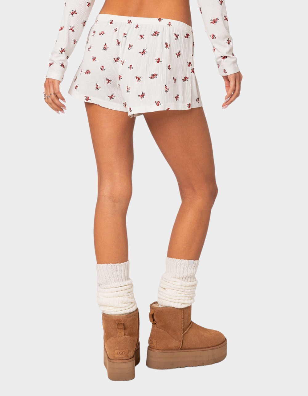 EDIKTED Meliora Ribbed Shorts - WHITE