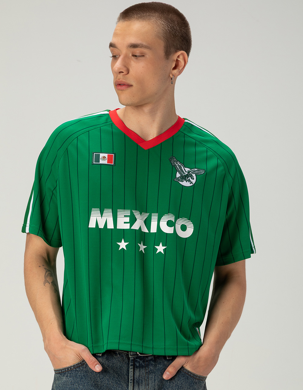 RSQ Mens Mexico Baggy Crop Soccer Jersey - GREEN | Arden Fair
