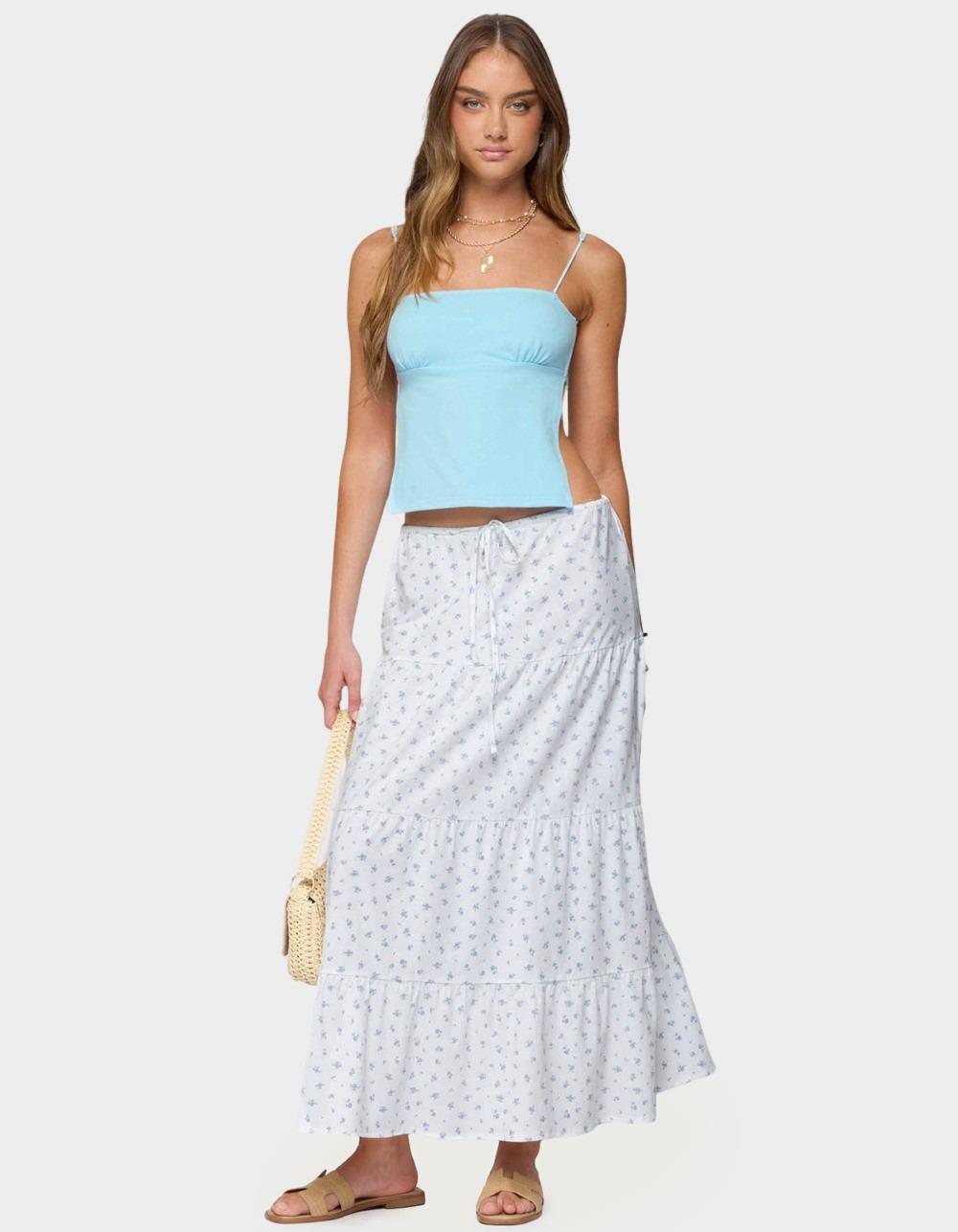 EDIKTED Charley Floral Tiered Maxi Skirt - WHITE