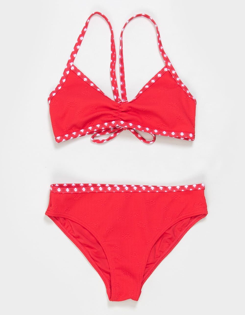FULL TILT Texture Girls Bralette Bikini Set - RED