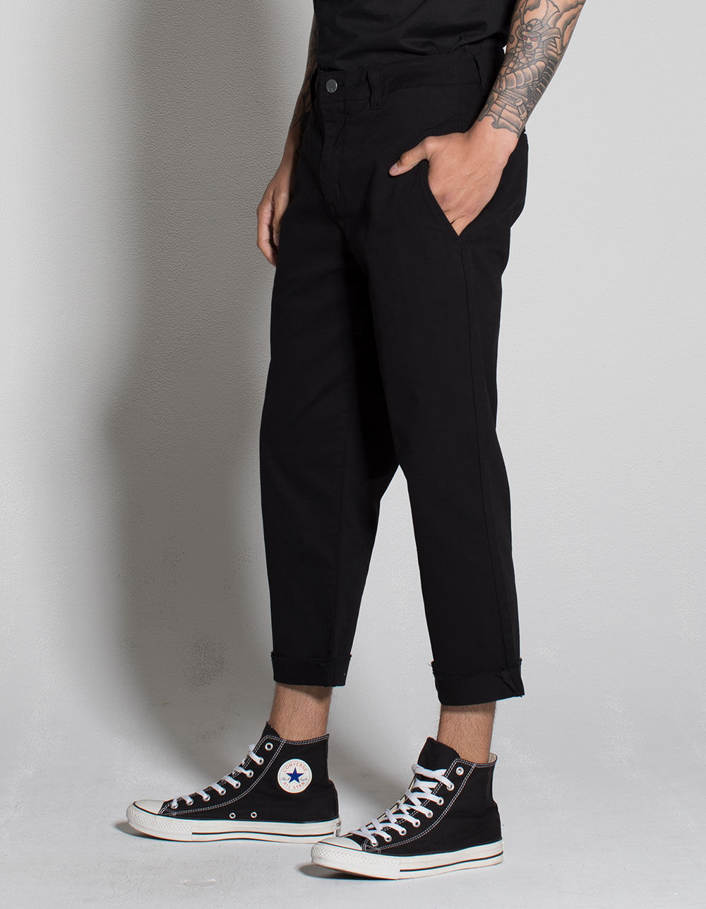 RSQ Straight Cropped Black Mens Chino Pants image number 2