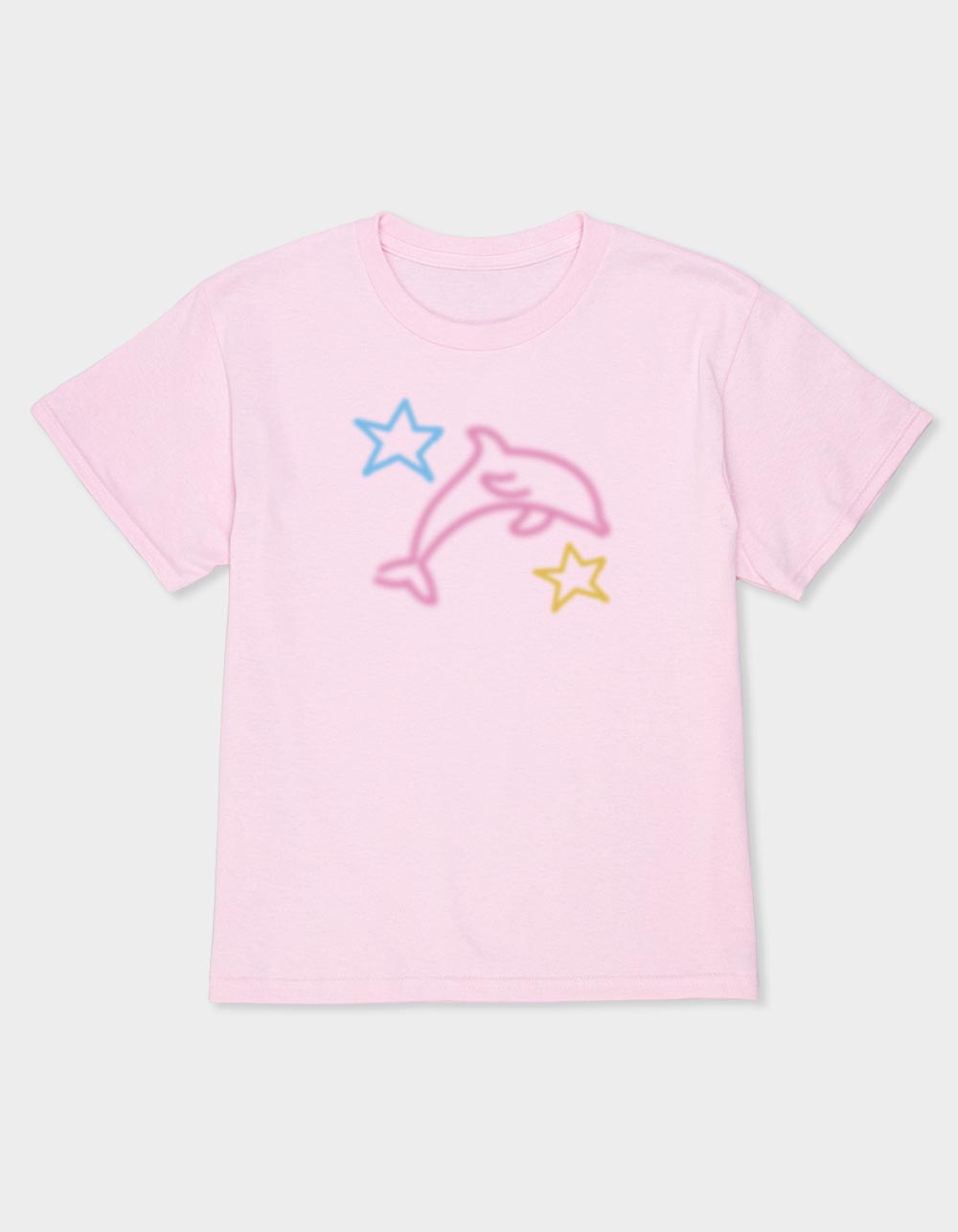 AIRBRUSH Dolphin Stars Unisex Kids Tee - LIGHT PINK