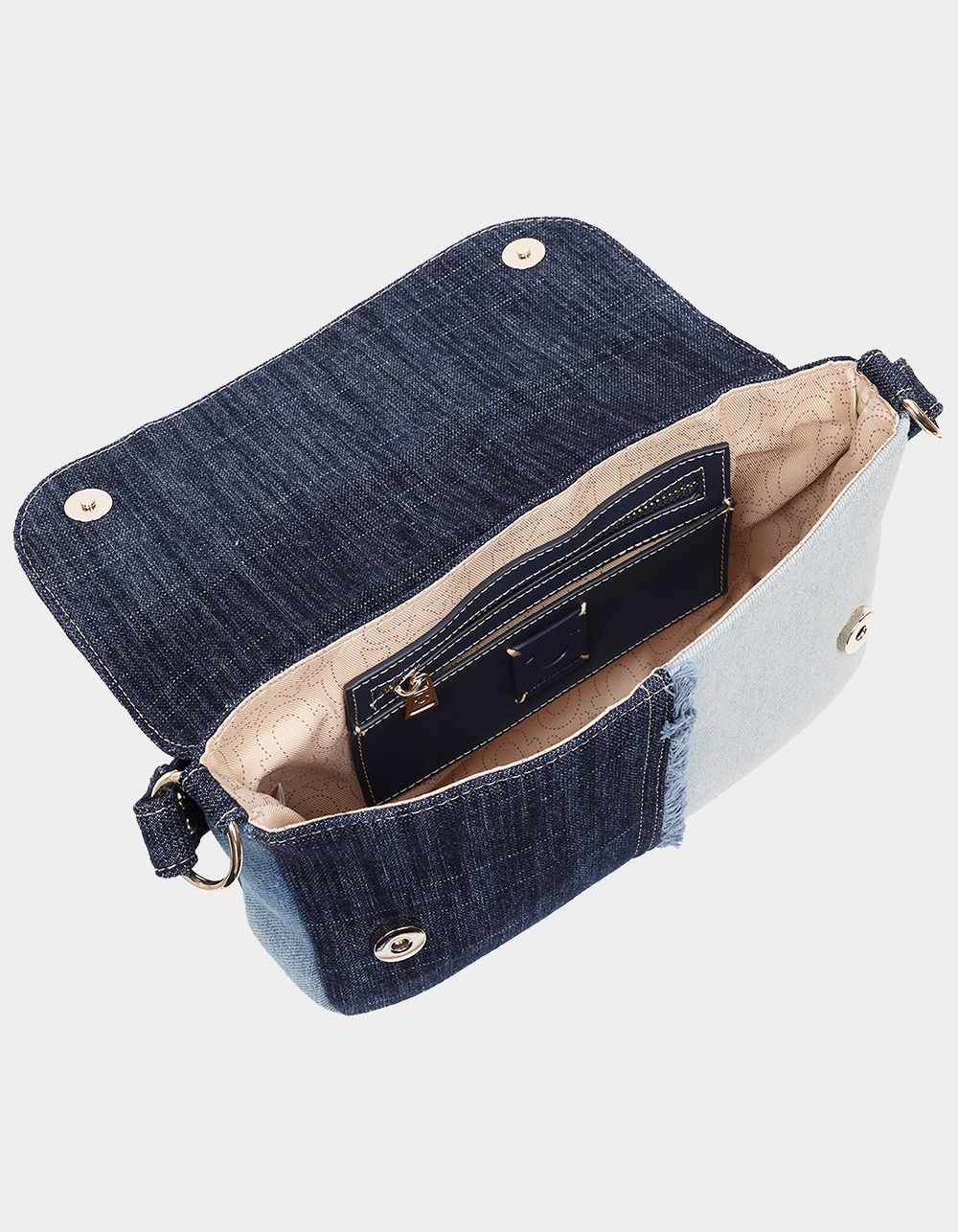 TRUE RELIGION Frayed Denim Horseshoe Hobo Bag - DENIM