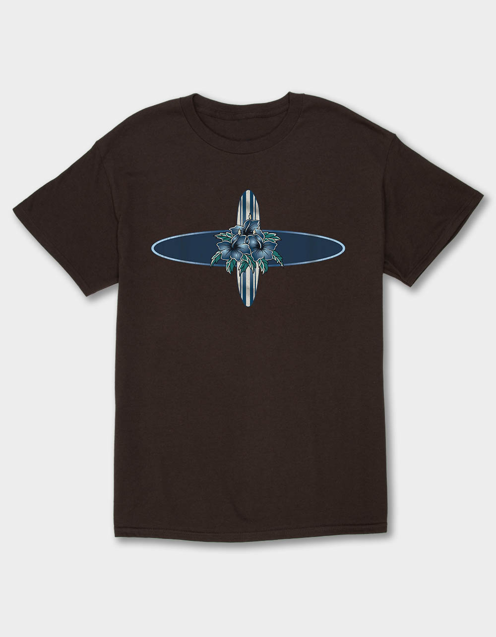 HIBISCUS Striped Longboard Unisex Tee - CHOCOLATE