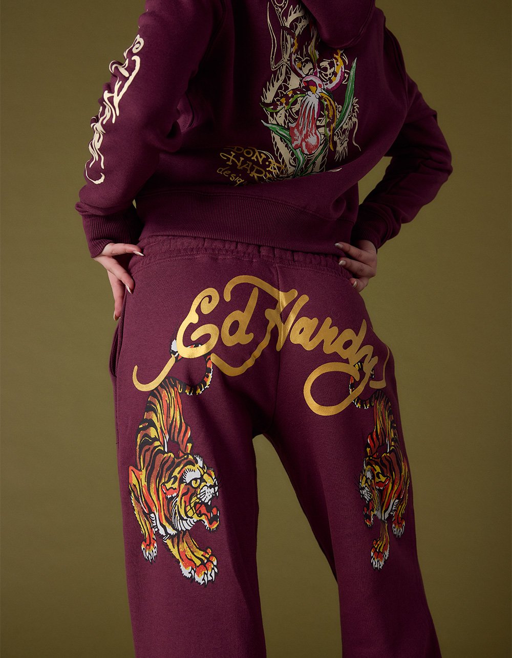 ED HARDY Tigers Womens Sweatpants - FIG