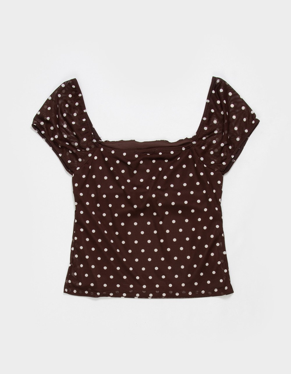 RSQ Girls Emma Mix Dot Mesh Top - BROWN
