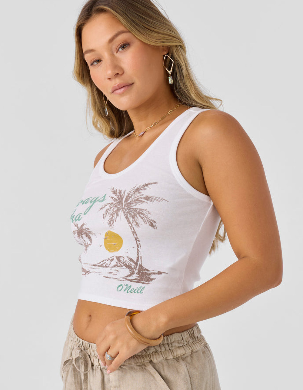 O'NEILL Always Aloha Womens Crop Tank Top - WHITE