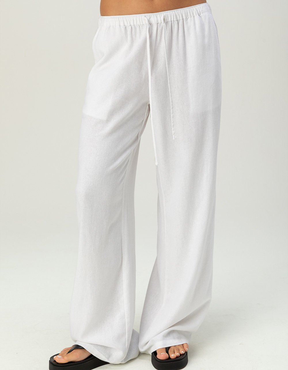 RSQ Womens Low Rise Pull On Linen Pants - OFF WHITE