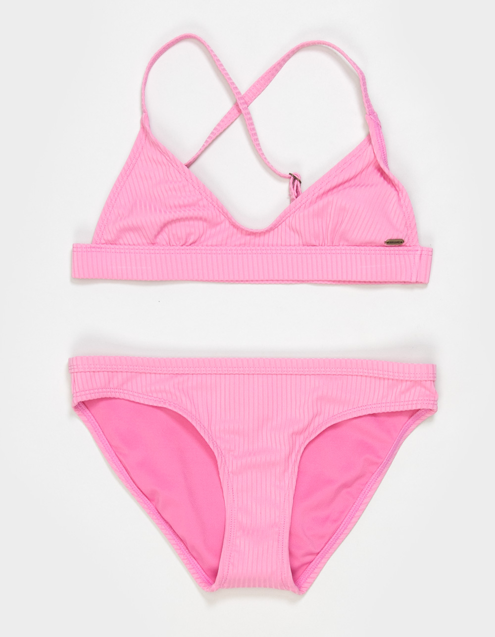 RIP CURL Premium Rib Girls Triangle Bikini Set - PINK