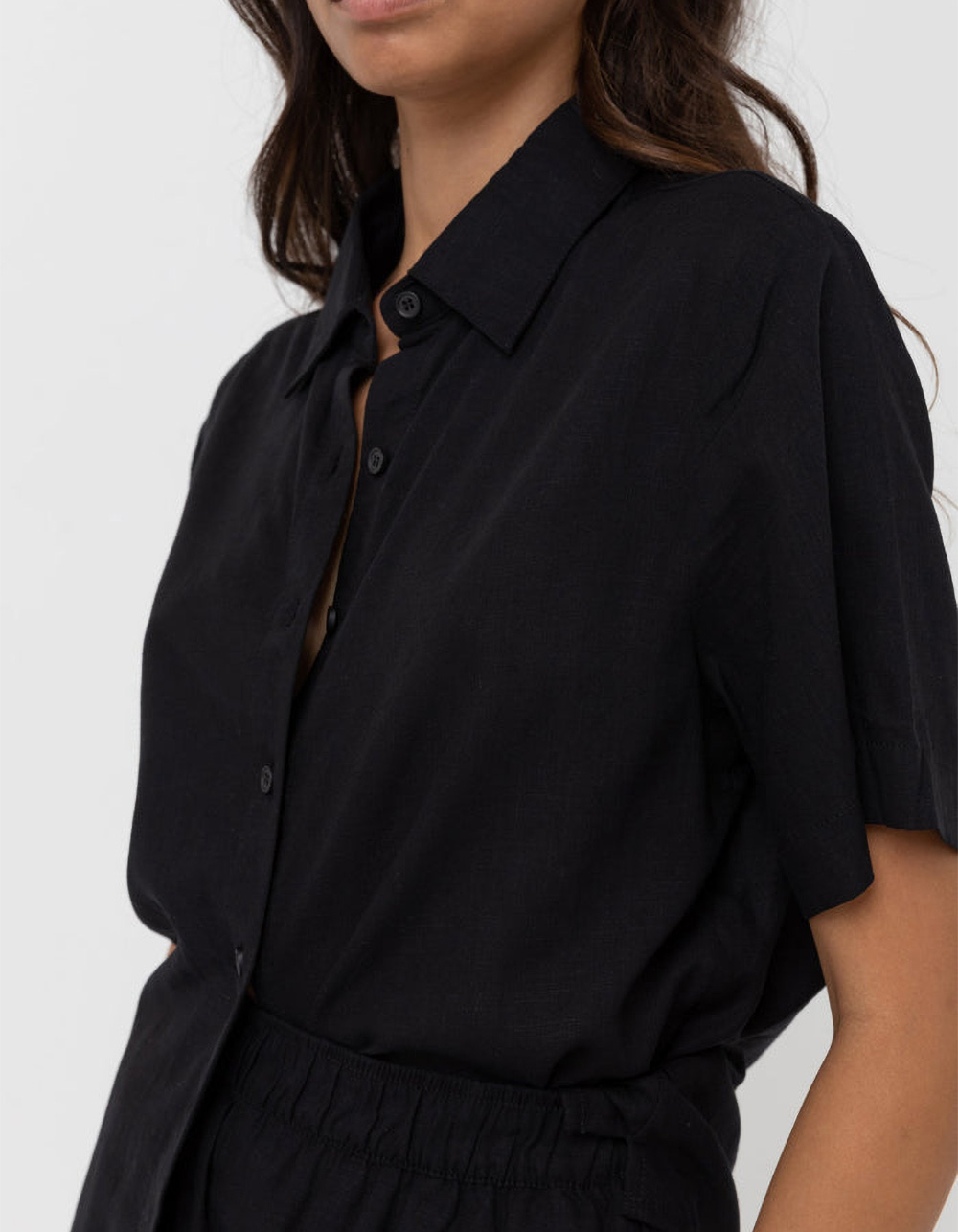 RHYTHM Classic Lounge Womens Shirt - BLACK