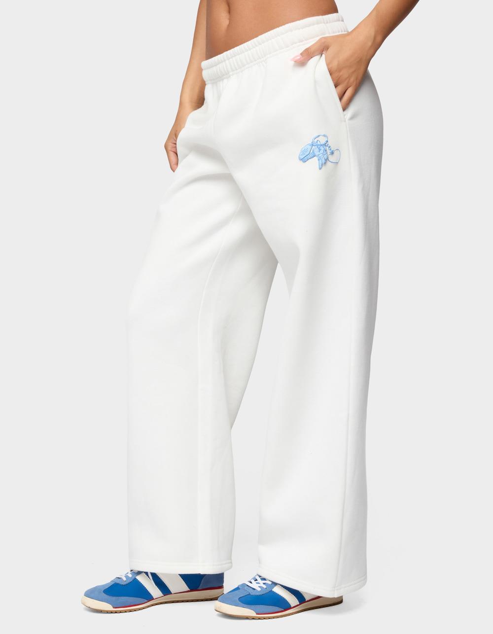 EDIKTED Keychain Cutie Straight Leg Sweatpants - WHITE