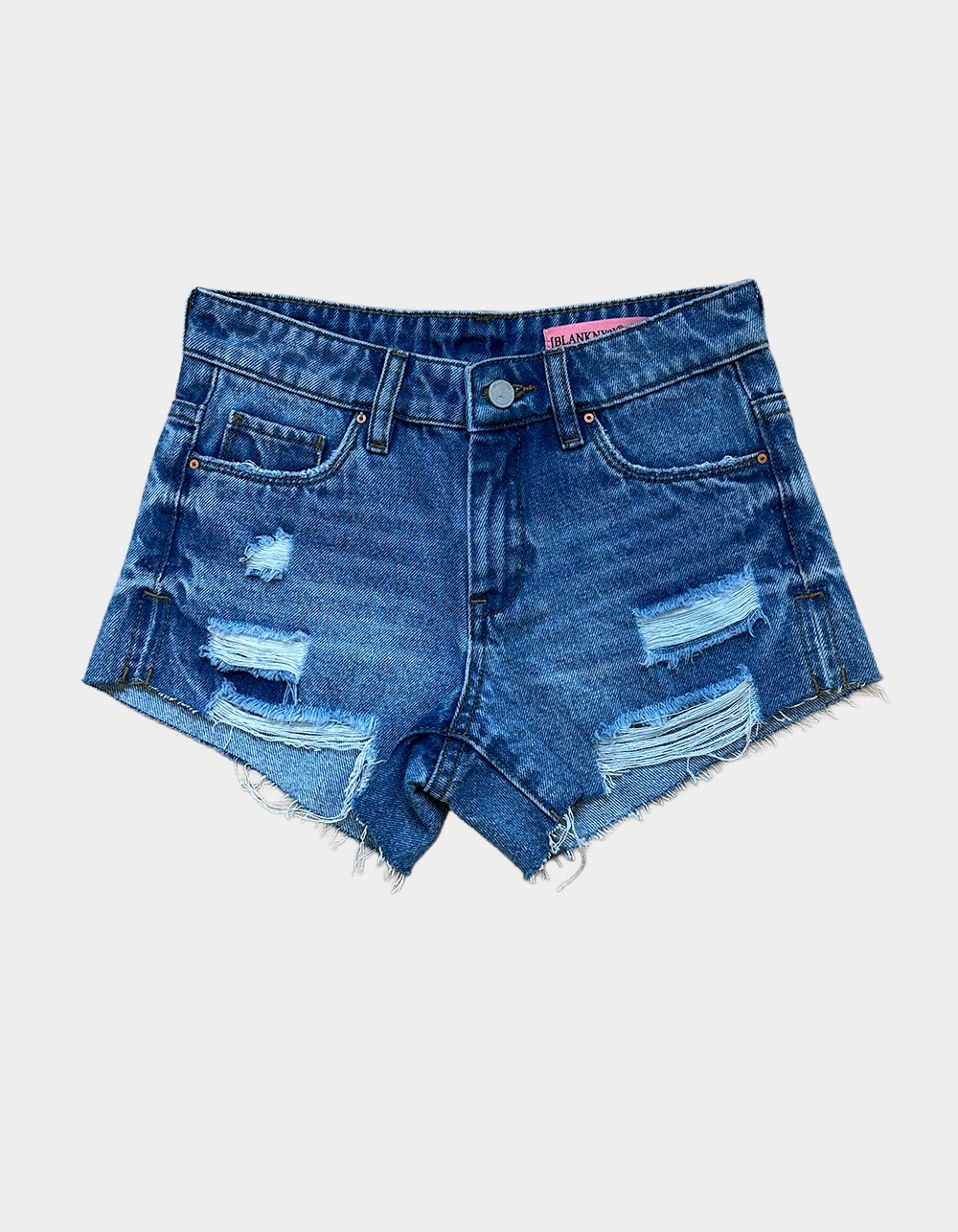 BLANK NYC Ripped Raw Hem Girls Shorts - BLUE