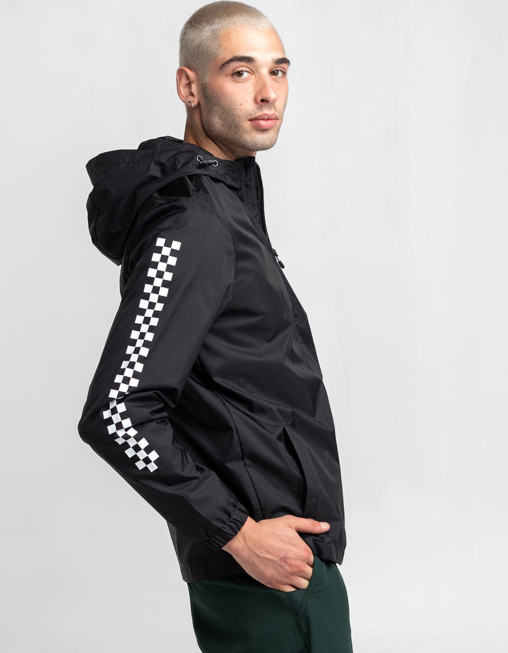 vans black zip up hoodie mens