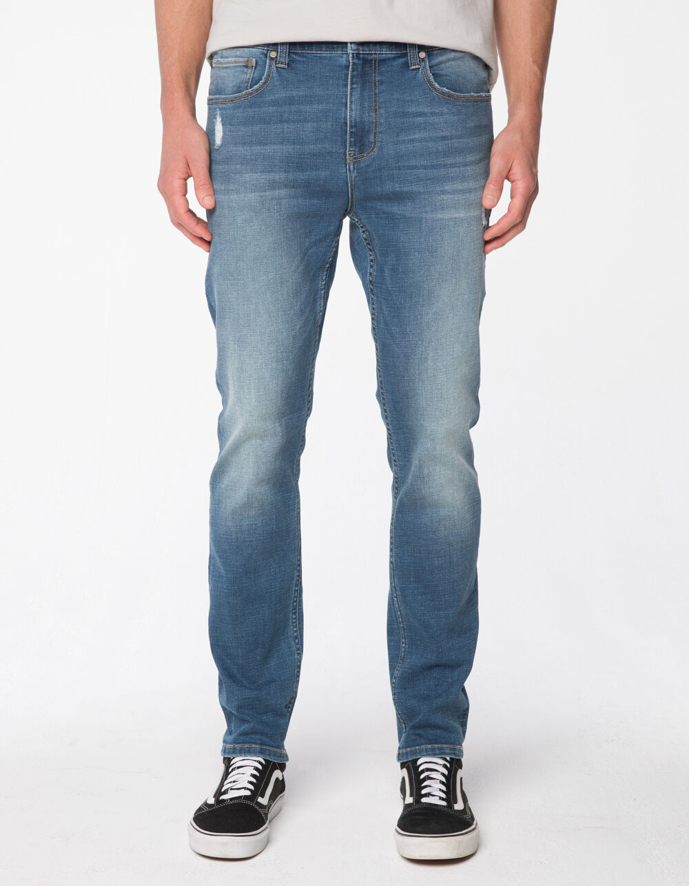 RSQ Seattle Skinny Taper Medium Vintage Mens Vintage Flex Ripped Jeans image number 1