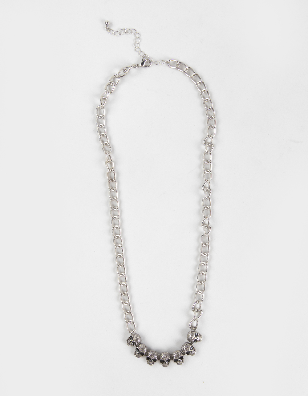 RSQ Skull Charm Curb Chain Necklace - SILVER
