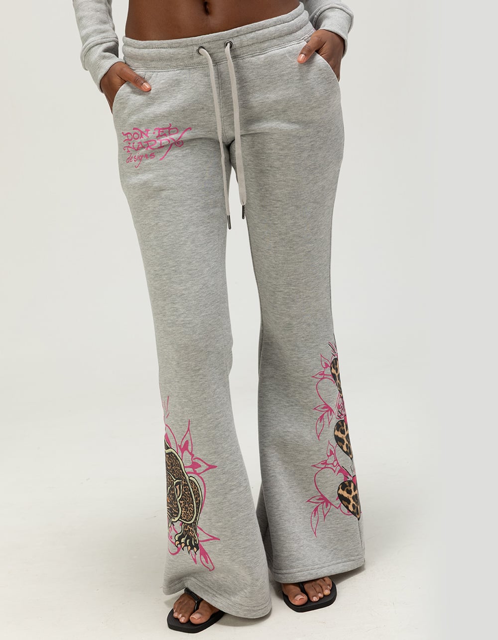 ED HARDY Leopard Womens Sweatpants - GRAY