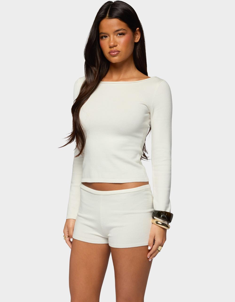 EDIKTED Arianna Off Shoulder Sweater - BEIGE