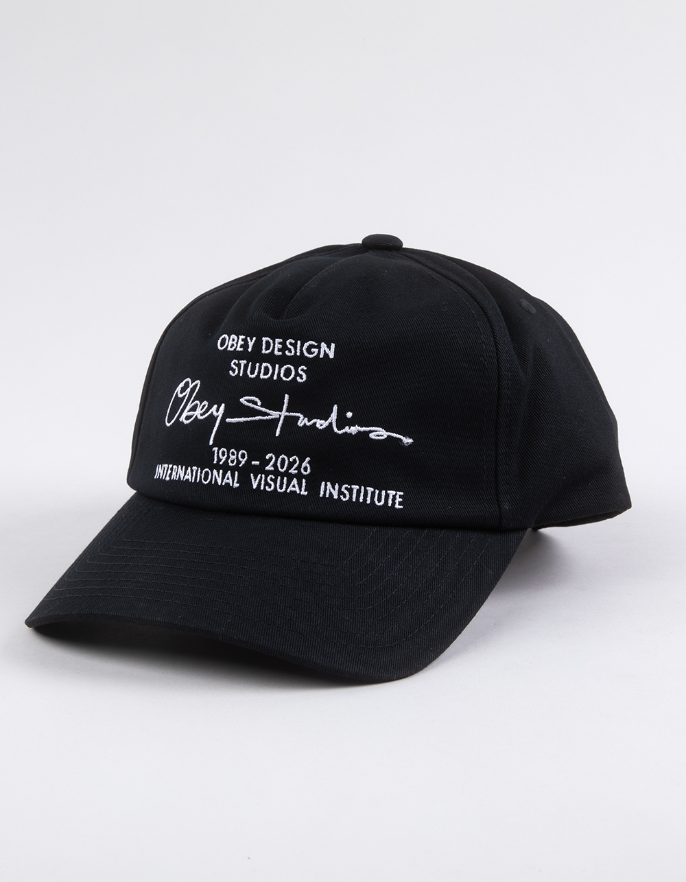 OBEY Design Studios 5 Panel Strapback Hat - BLK/WHT